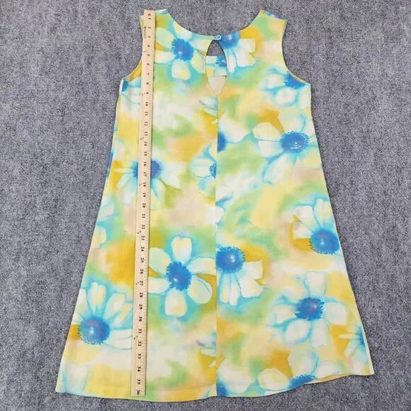Vintage Jams World Dress Womens Medium Colorful Ivory Flower Sleeveless USA Made - Picture 7 of 16